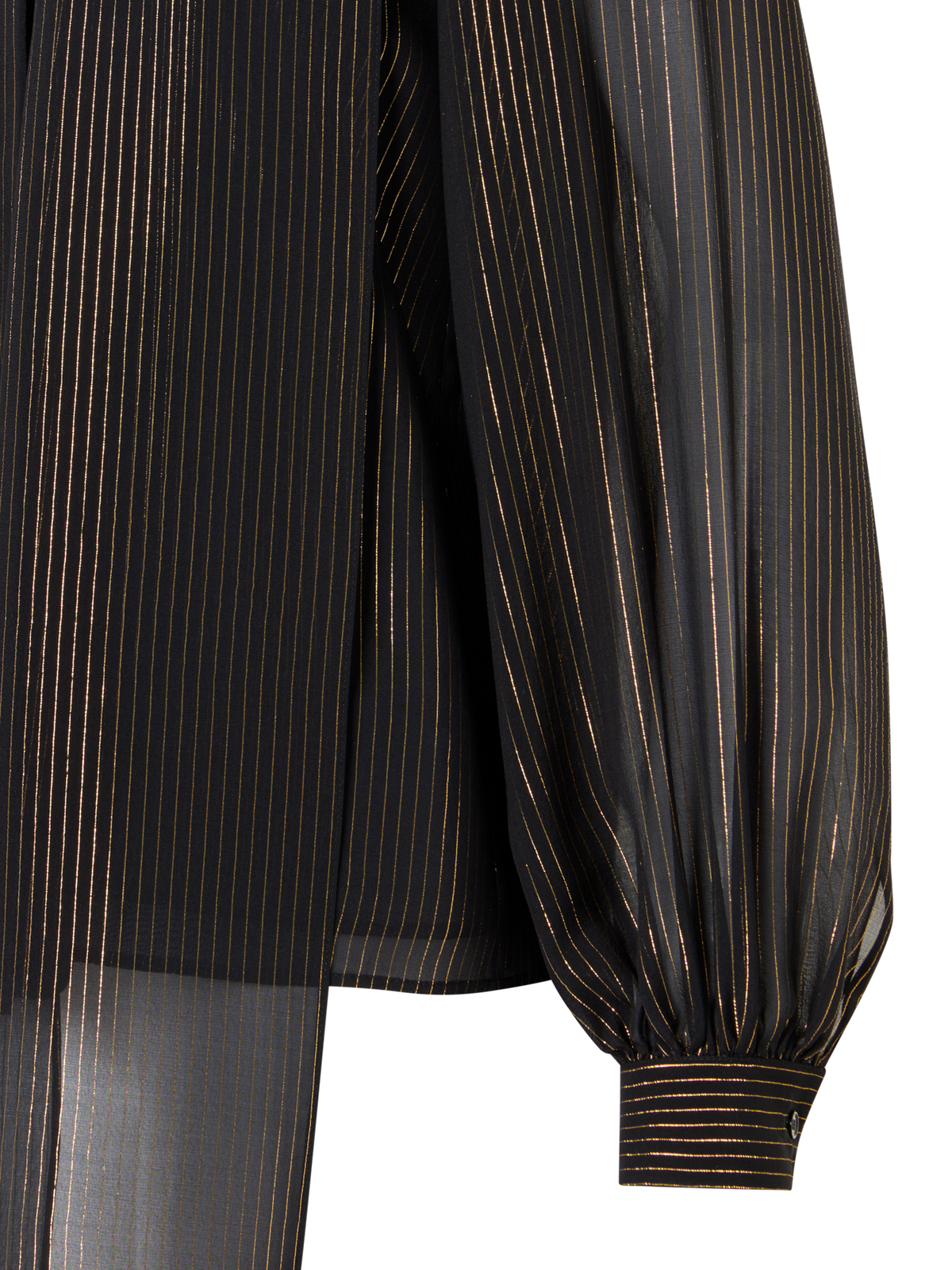Designer Seidenbluse mit Lamé-Streifen und Schal - Gold - Schwarz - Bunt