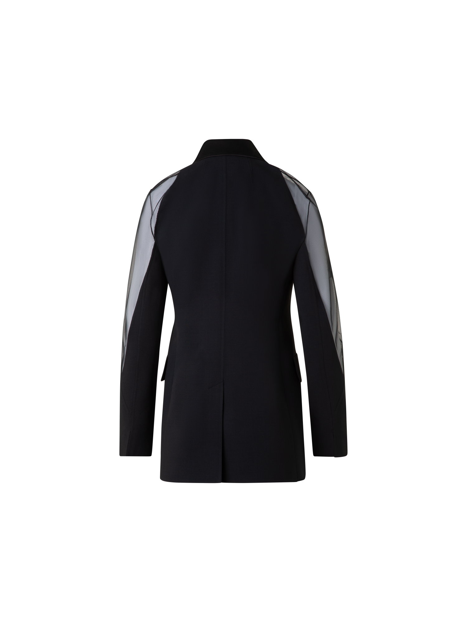 Designer Smokingjacke mit transparenten Schultern