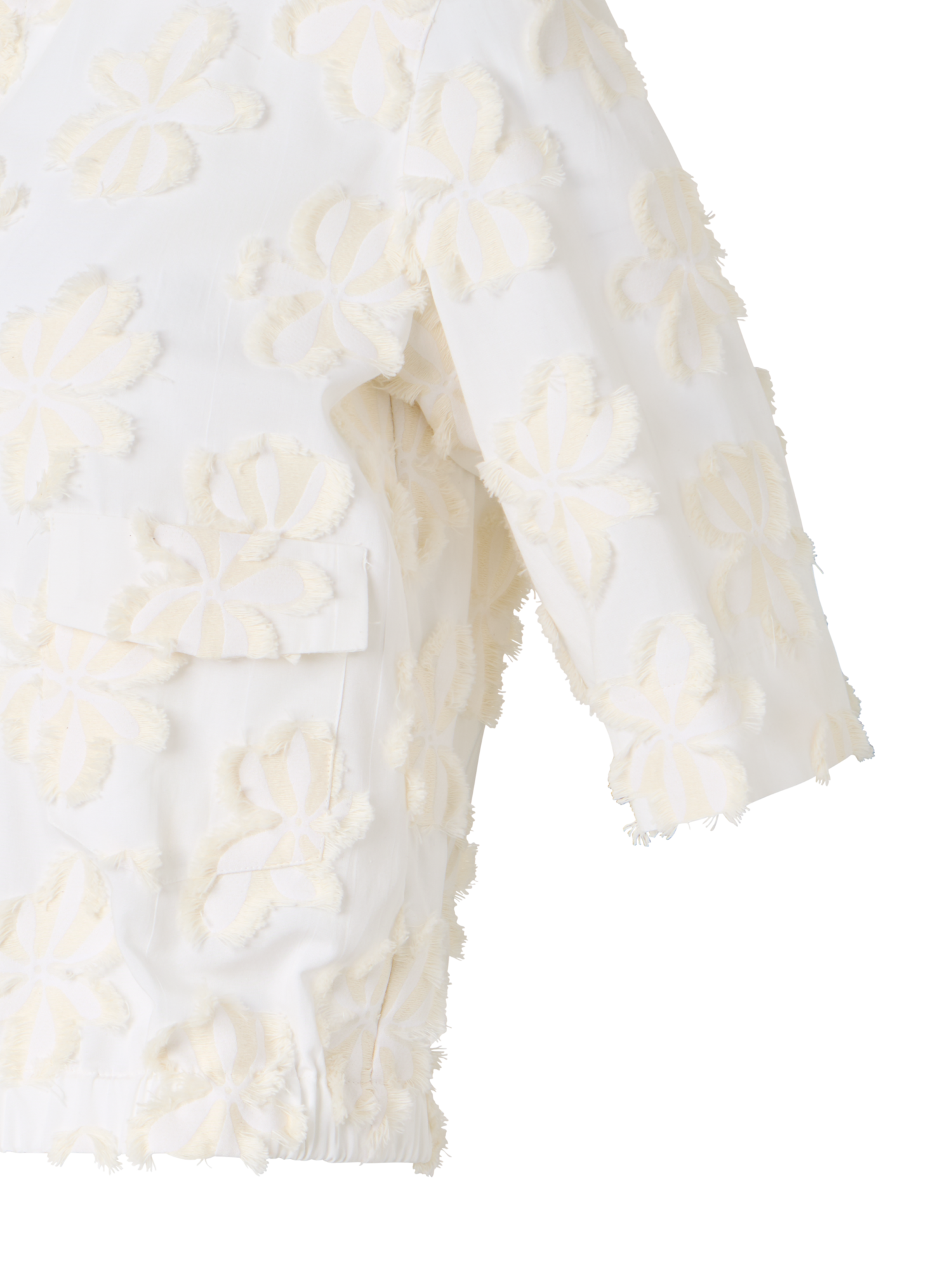 Designer Boxy-Hemdbluse aus 3D-Flower-Jacquard - Ecru