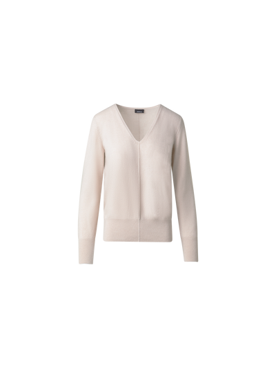 Designer Cashmere-Pullover mit V-Ausschnitt - Beige