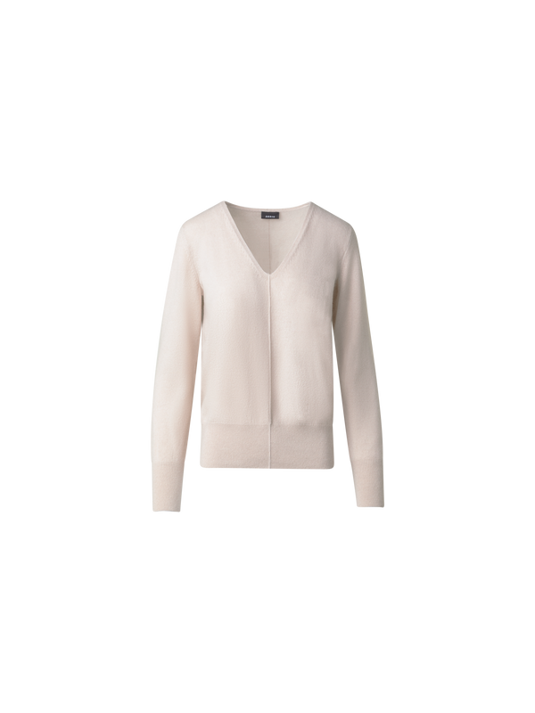 Designer Cashmere-Pullover mit V-Ausschnitt - Beige