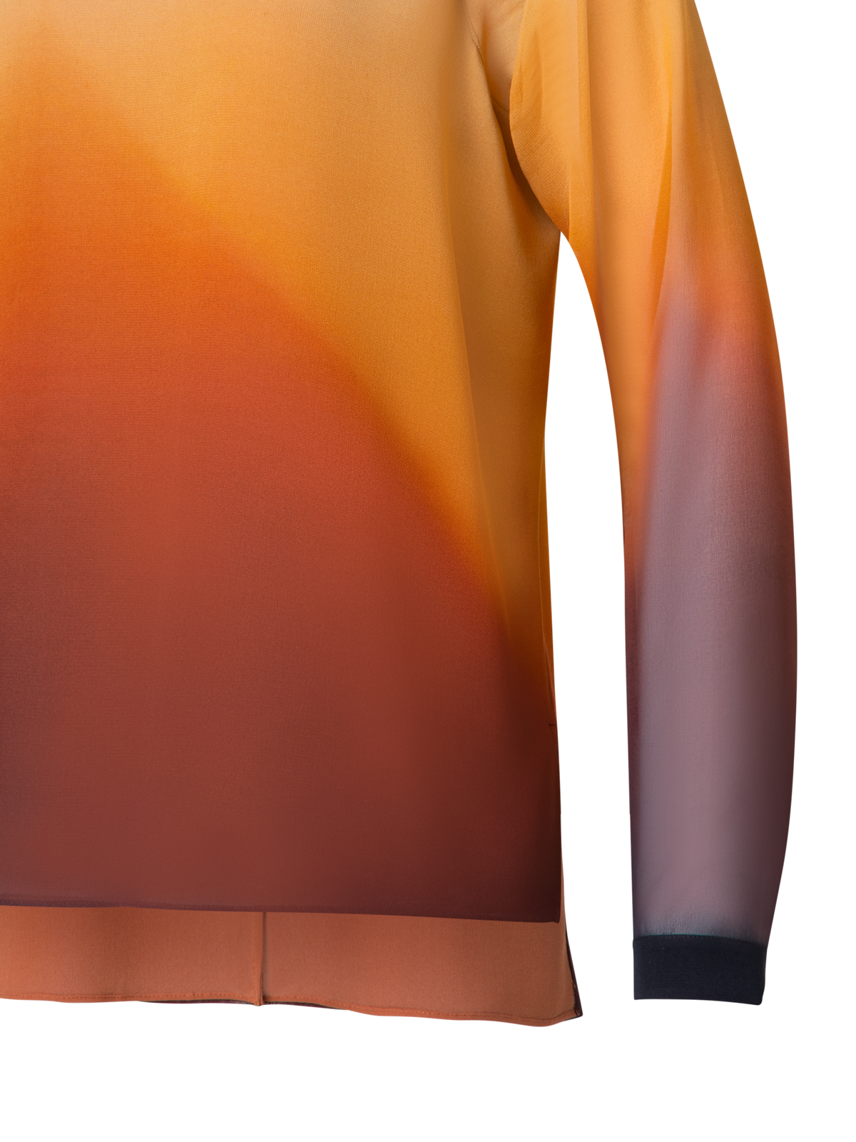 Designer Seide Georgette-Bluse Autumn Twilight Druck - Braun - Bunt - Orange