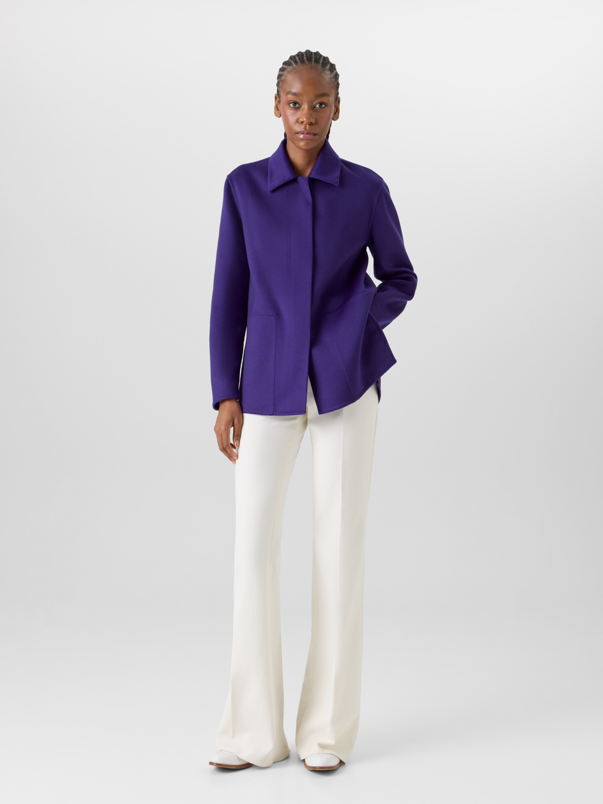 Designer Laars Long Jacke aus Kaschmir-Doubleface - Violett #editorial