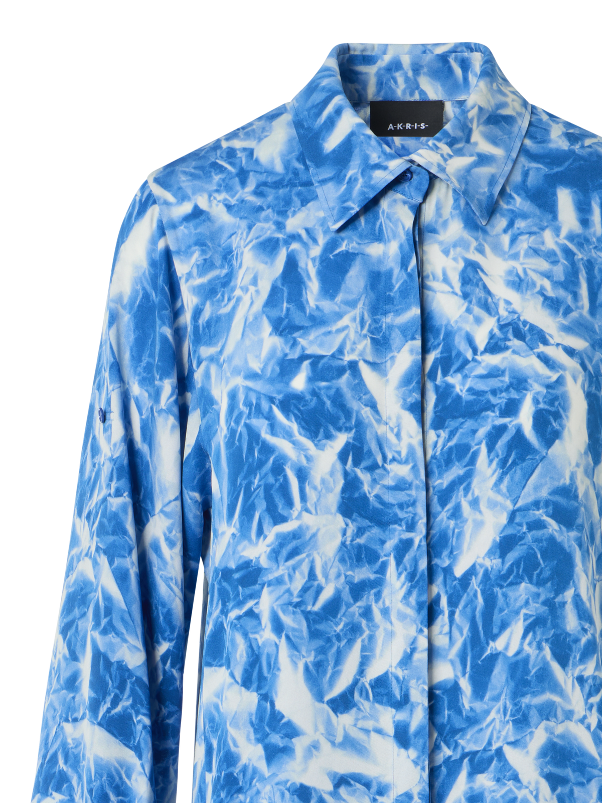 Designer Midi-Tunikakleid aus Seiden-Crêpe mit Whitecaps-Print - Blau - Ecru
