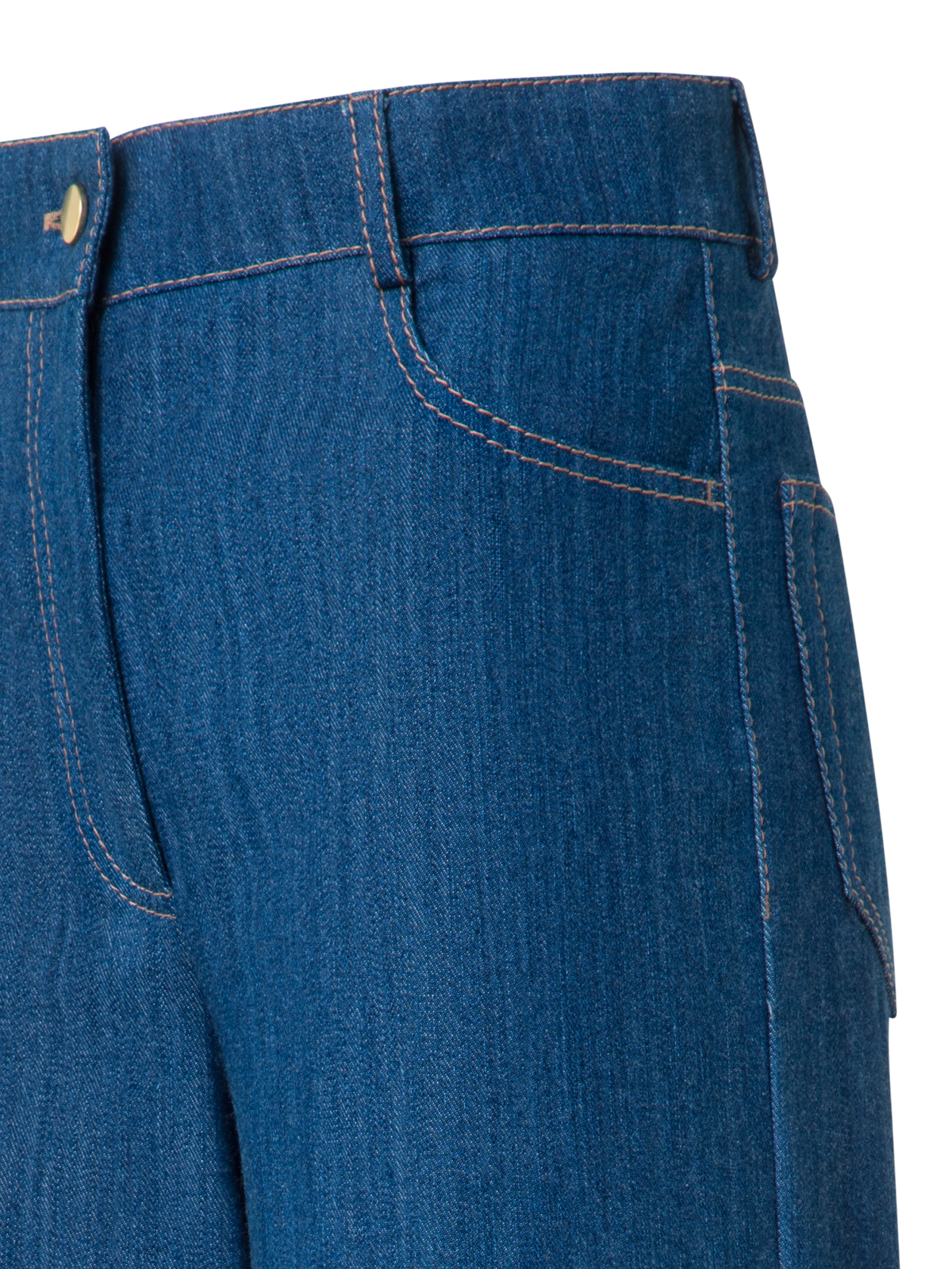 Designer Weite Hose aus Baumwoll-Denim-Stretch - Blau