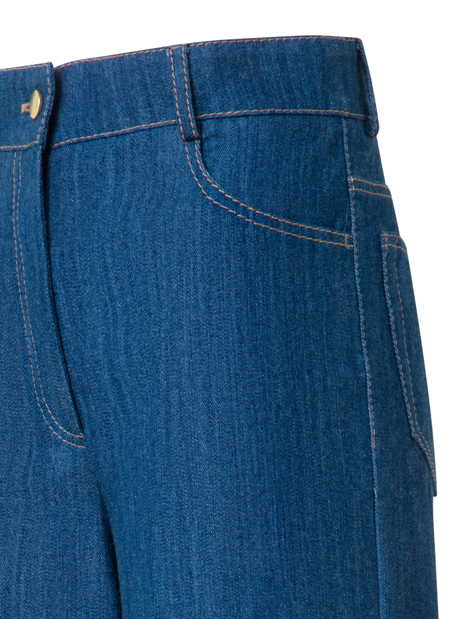 Designer Weite Hose aus Baumwoll-Denim-Stretch - Blau