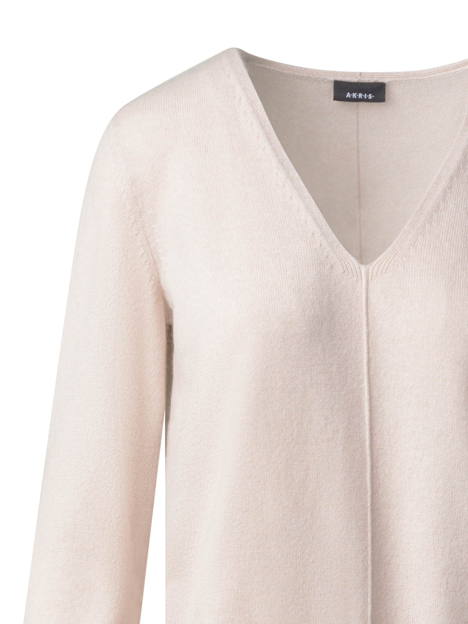 Designer 100% Kaschmir-Pullover mit V-Ausschnitt - Beige