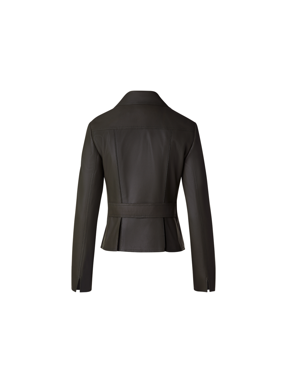 Designer Kurze Taillierte Leder Biker Jacke - Braun