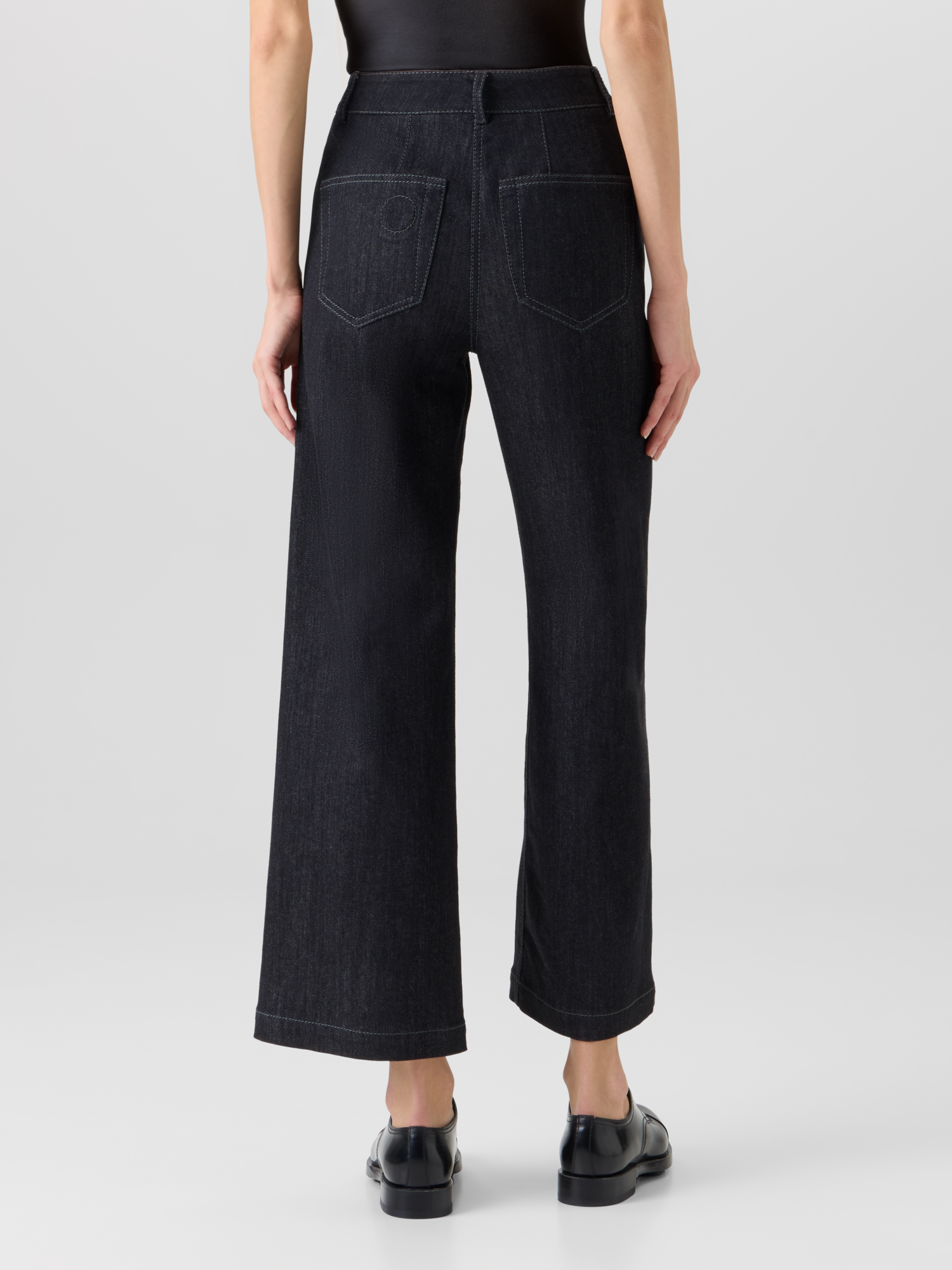 Designer Caia Straight-Leg Hose aus Hochstretch-Baumwoll-Denim - Schwarz 