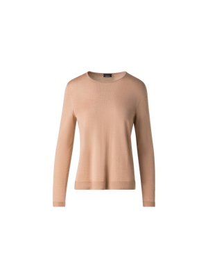 Designer Nahtloser Pullover aus Kaschmir und Seide - Beige