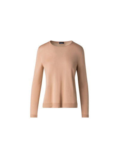Designer Nahtloser Pullover aus Kaschmir und Seide - Beige