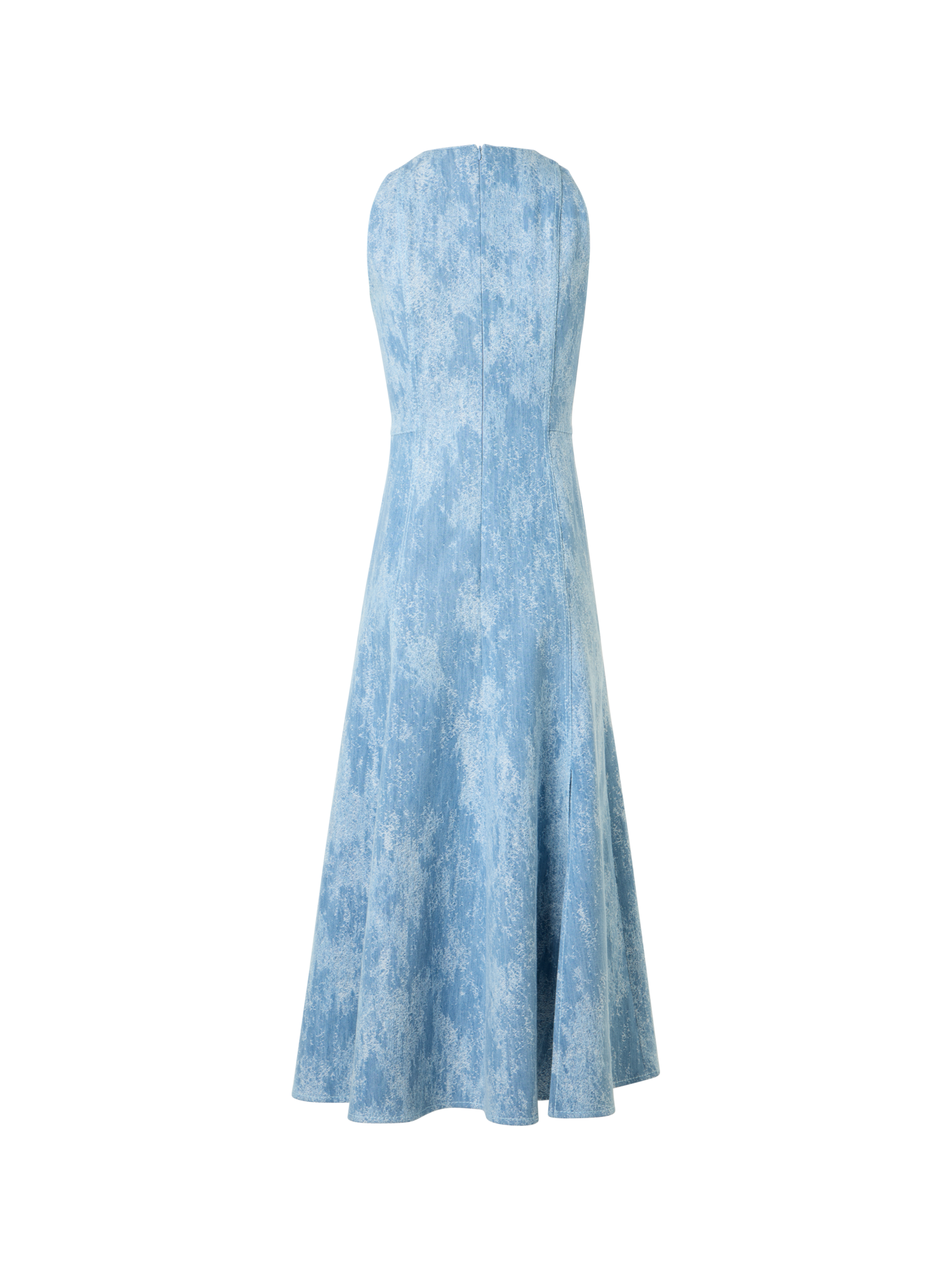 Designer Tailliertes ausgestelltes Midikleid aus Jacquard-Denim - Blau