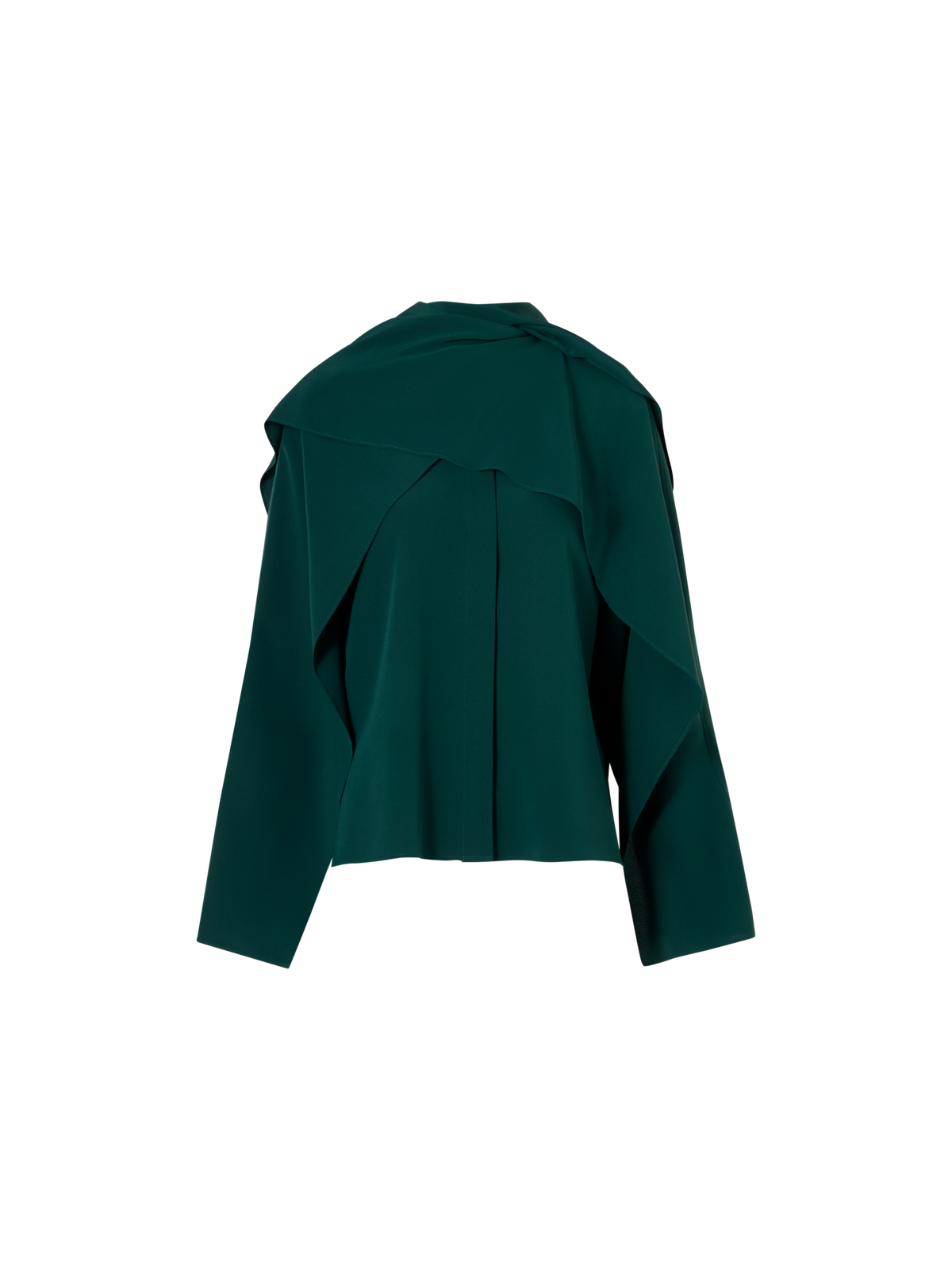 Designer Bluse aus Seiden-Crêpe mit ausgestellten Ärmelpanels - Grün