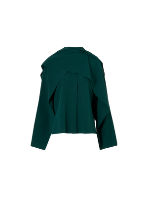 Designer Bluse aus Seiden-Crêpe mit ausgestellten Ärmelpanels - Grün