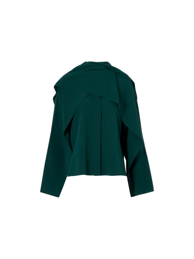 Designer Bluse aus Seiden-Crêpe mit ausgestellten Ärmelpanels - Grün