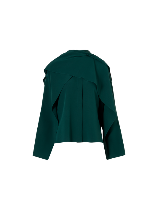 Designer Bluse aus Seiden-Crêpe mit ausgestellten Ärmelpanels - Grün
