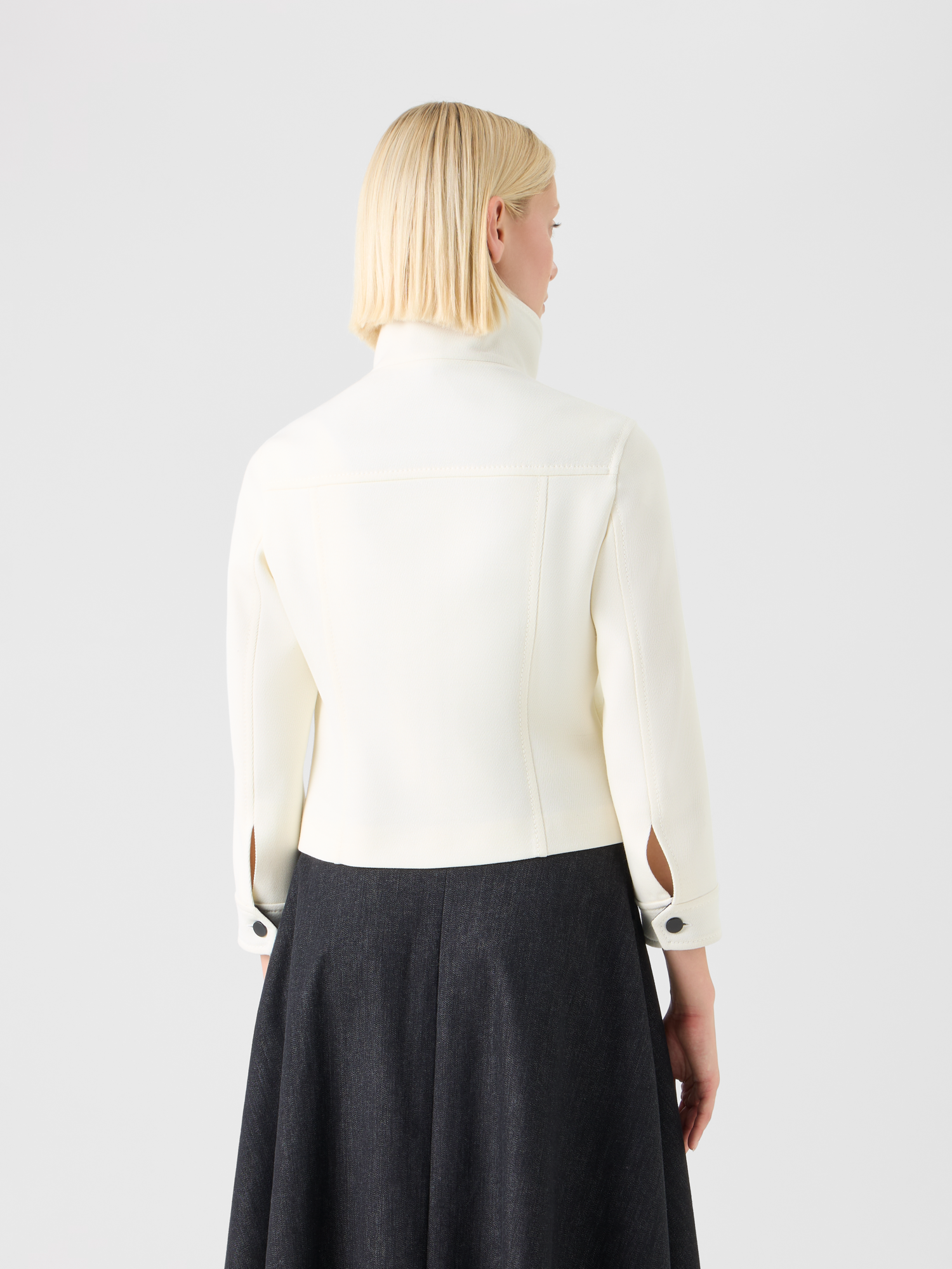 Designer Jacke aus kontrastierendem Woll-Trikotin - Bunt - Ecru 