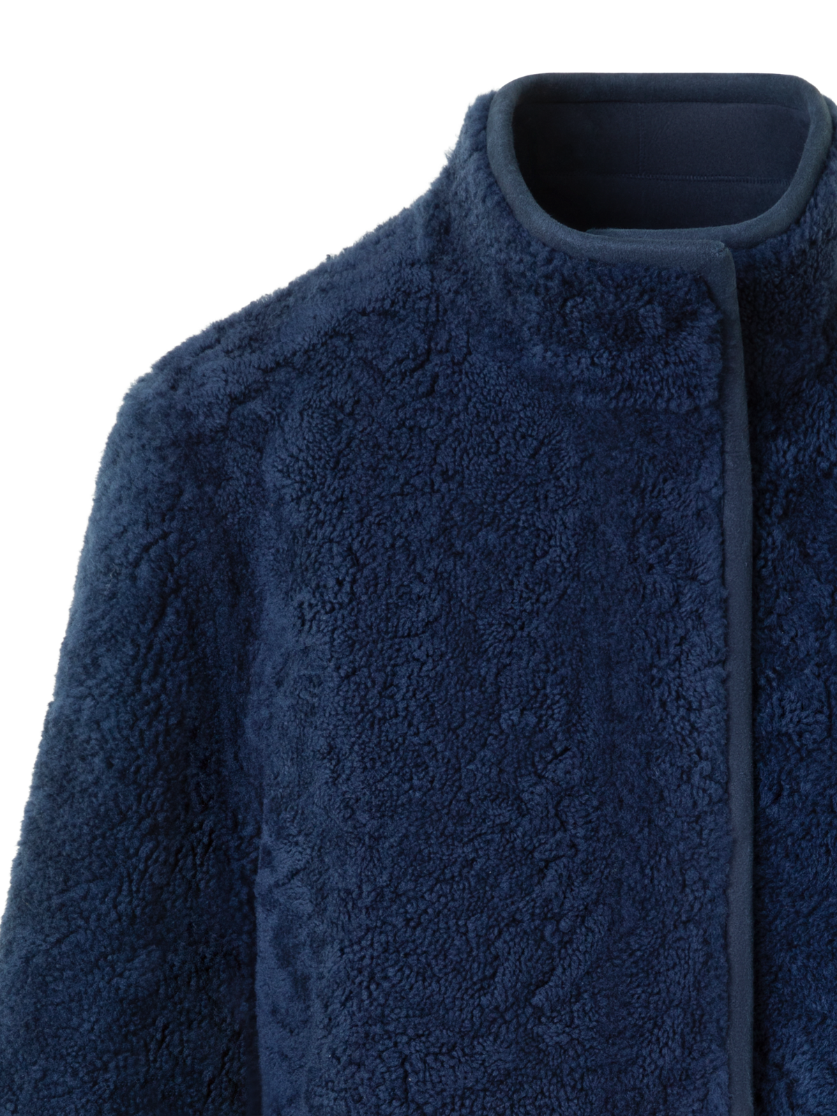 Designer Wende Lammfell Stehkragen Jacke - Dunkelblau - Blau