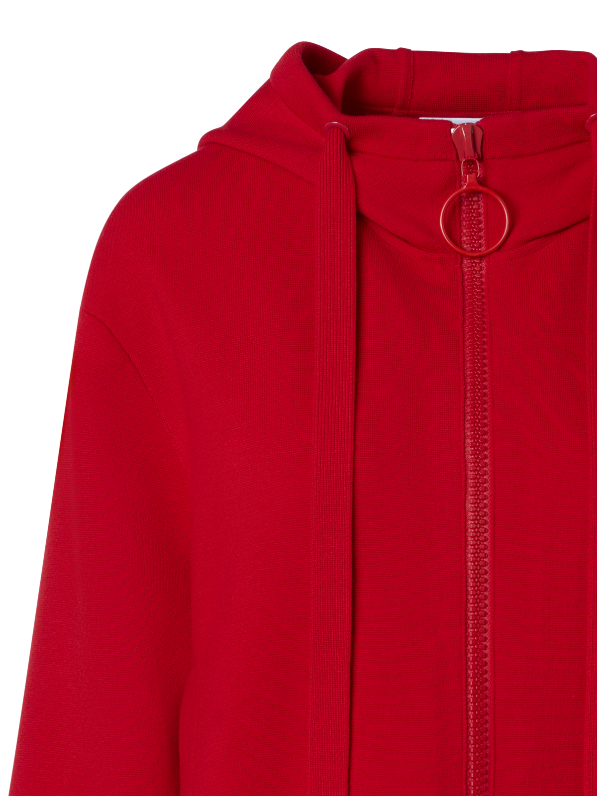 Designer Kurze Kapuzenjacke aus Milano-Strick - Rot