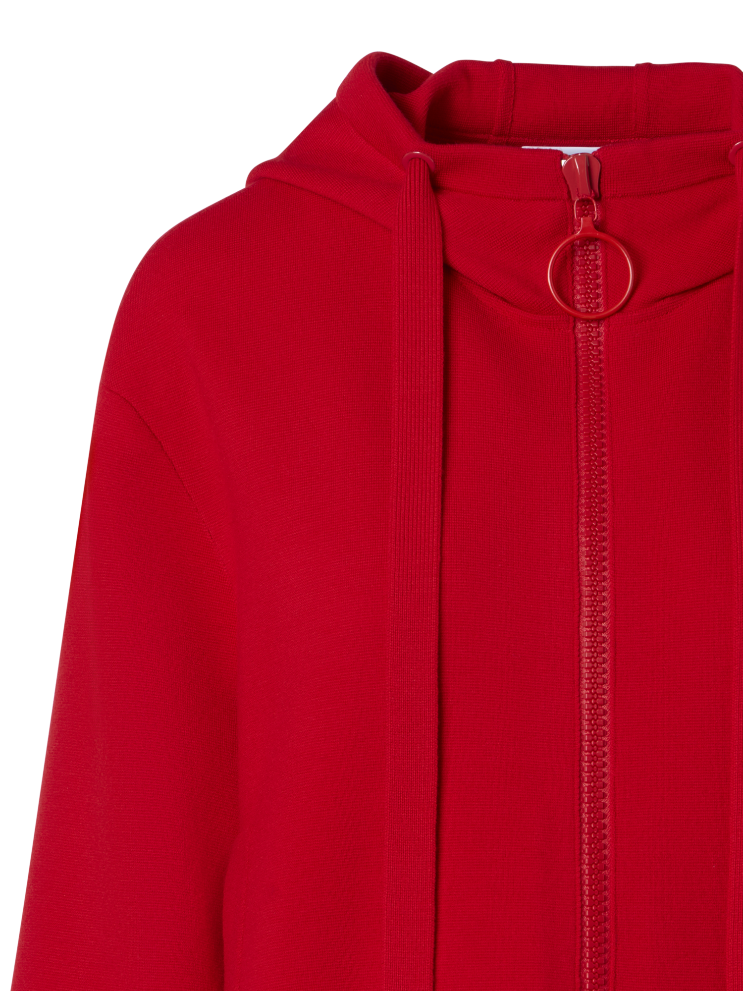 Designer Kurze Kapuzenjacke aus Milano-Strick - Rot