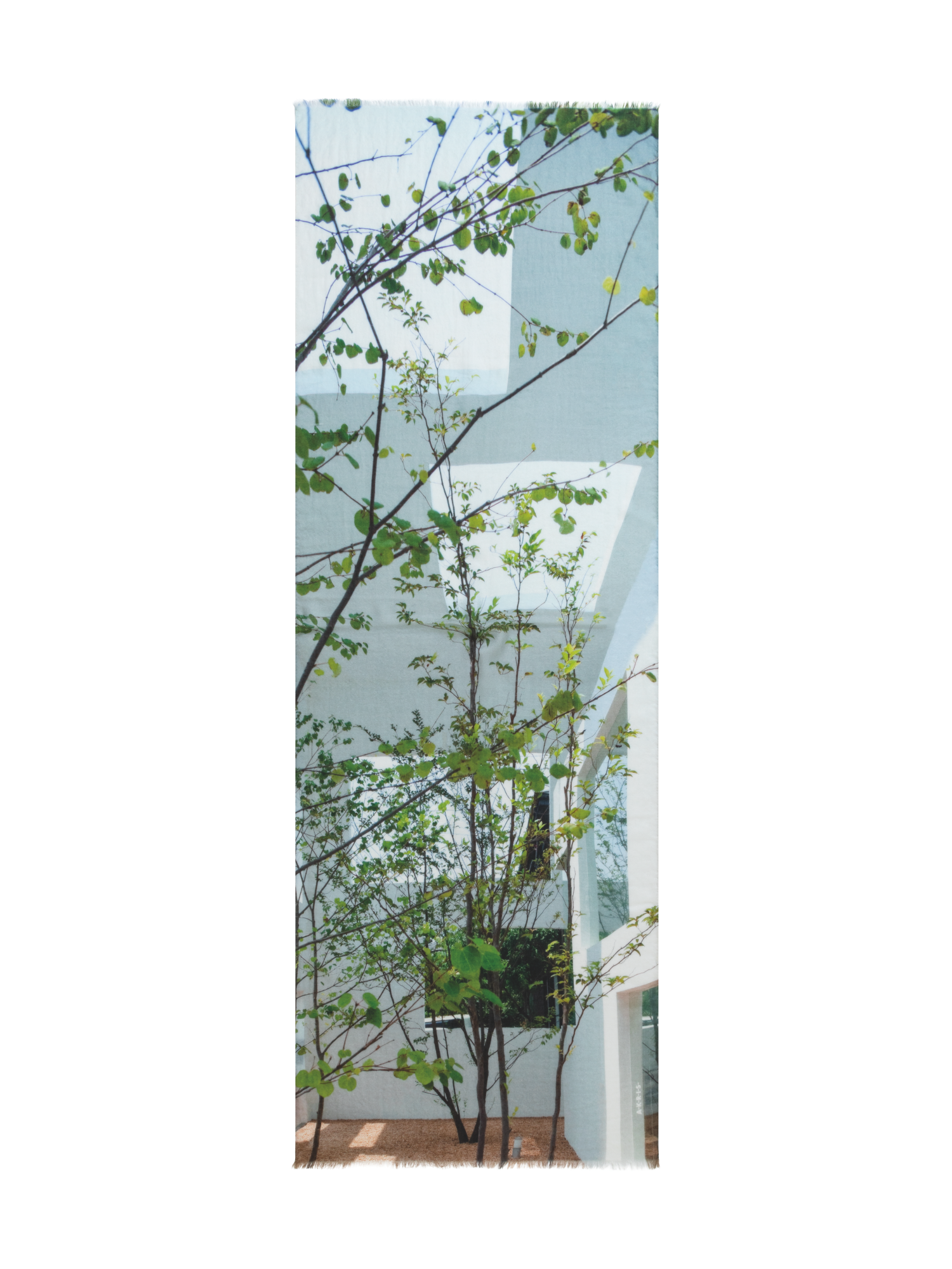 Designer Kaschmirseidenschal mit House N Trees Druck - Bunt