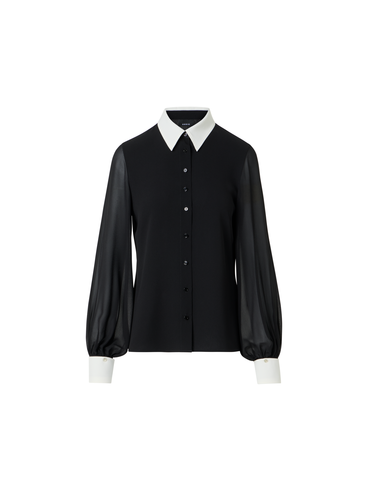 Designer Seidenbluse mit abnehmbaren Manschetten - Schwarz