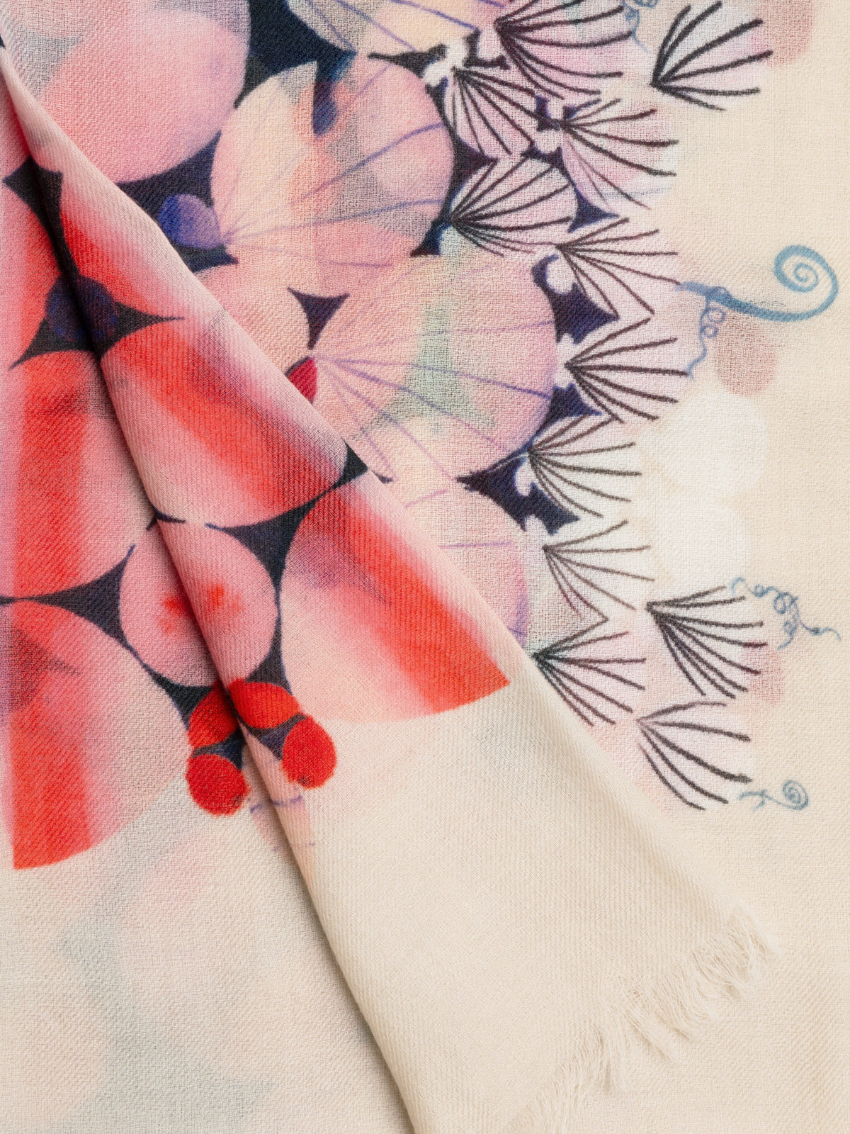 Designer Kaschmirschal mit Silver Dollars Druck - Bunt - Rosa