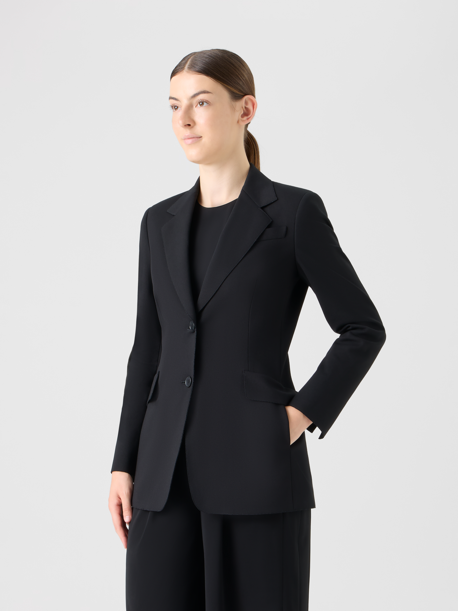 Designer Charakteristischer Viskose-Jersey-Blazer - Schwarz 