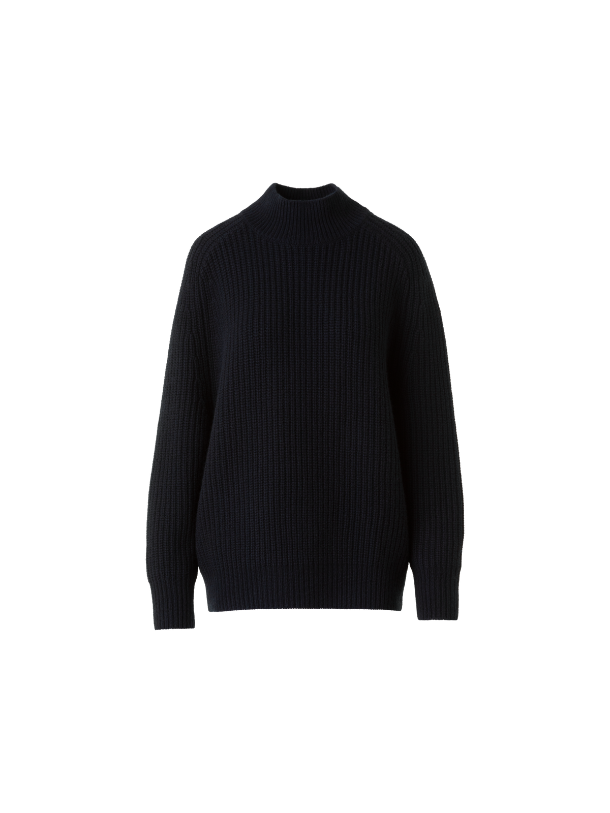 Designer Oversized Wolle Kaschmir Stehkragen Pullover - Schwarz