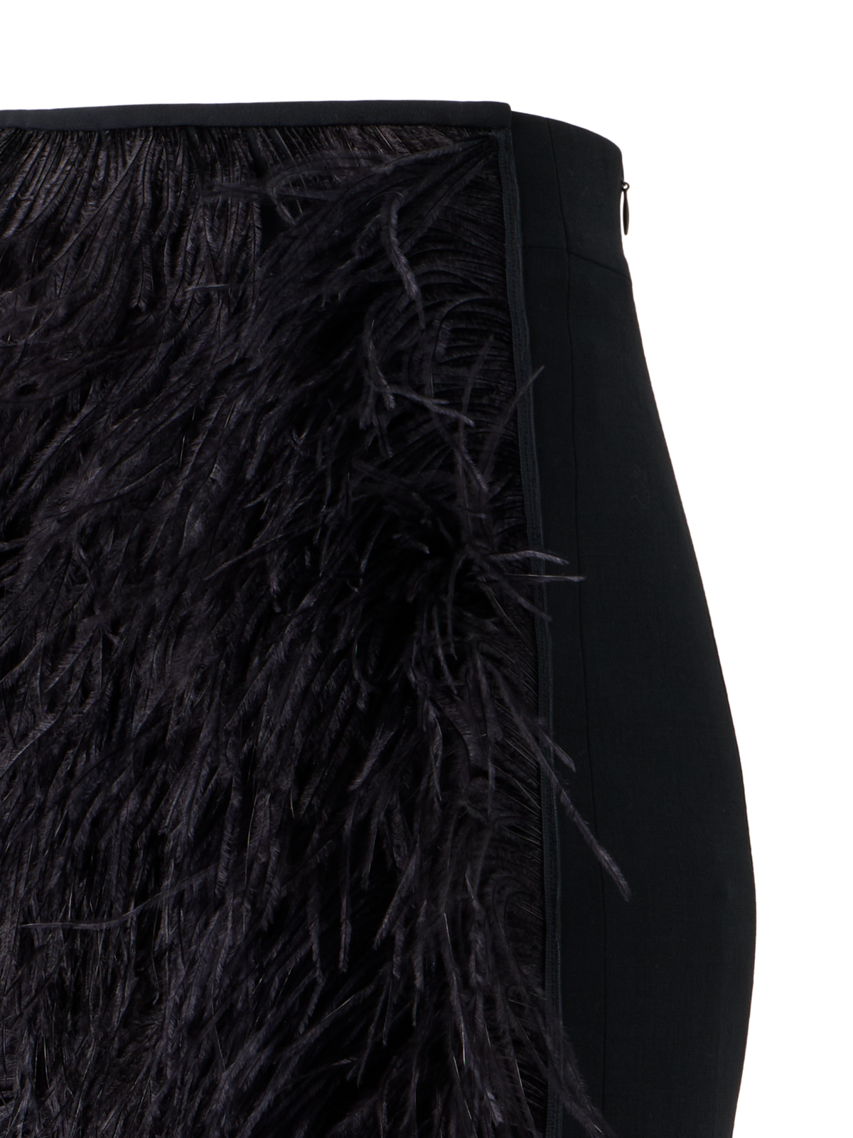 Designer Woll Doubleface Feathered Pencil Skirt - Schwarz