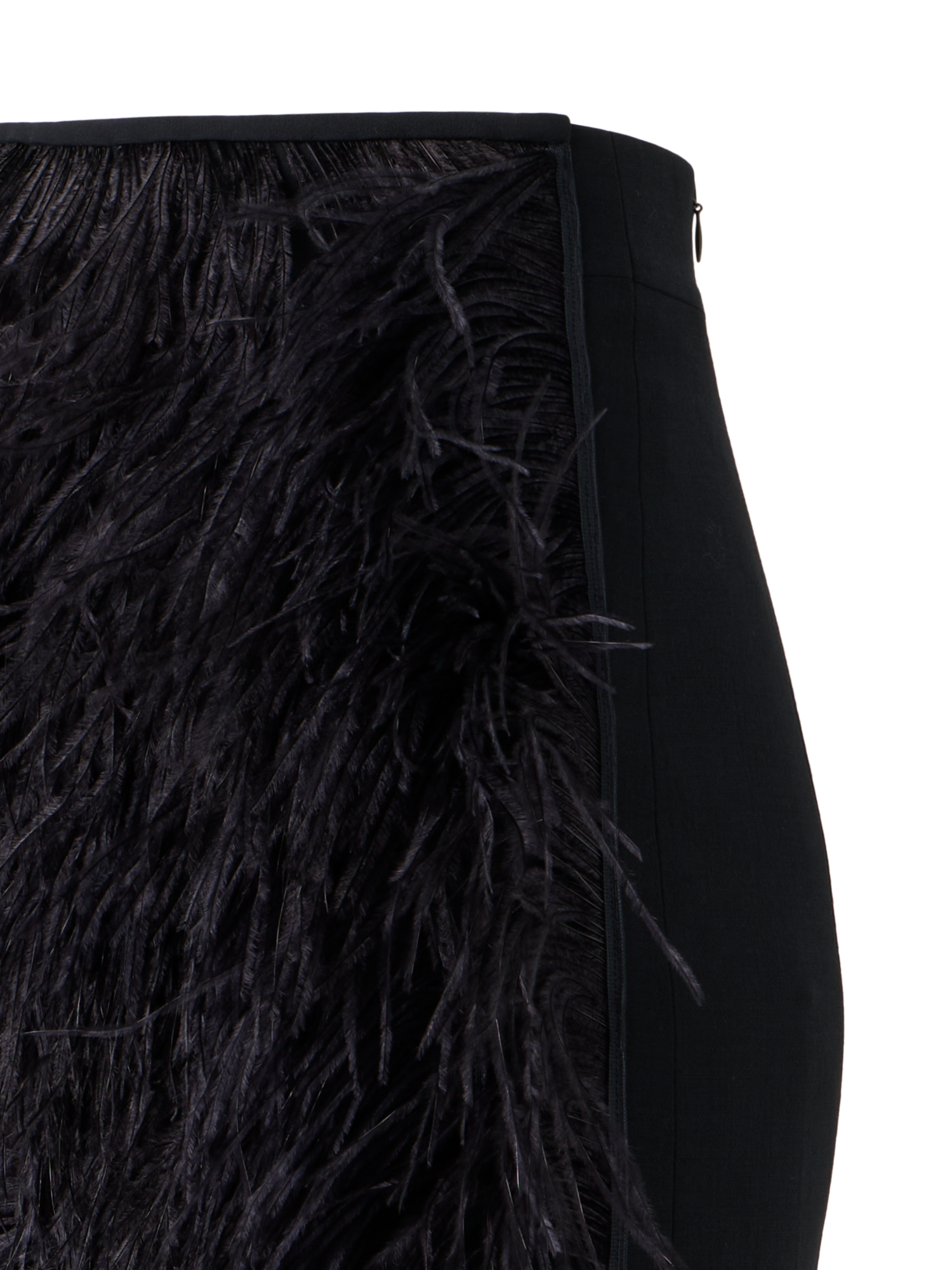 Designer Woll Doubleface Feathered Pencil Skirt - Schwarz