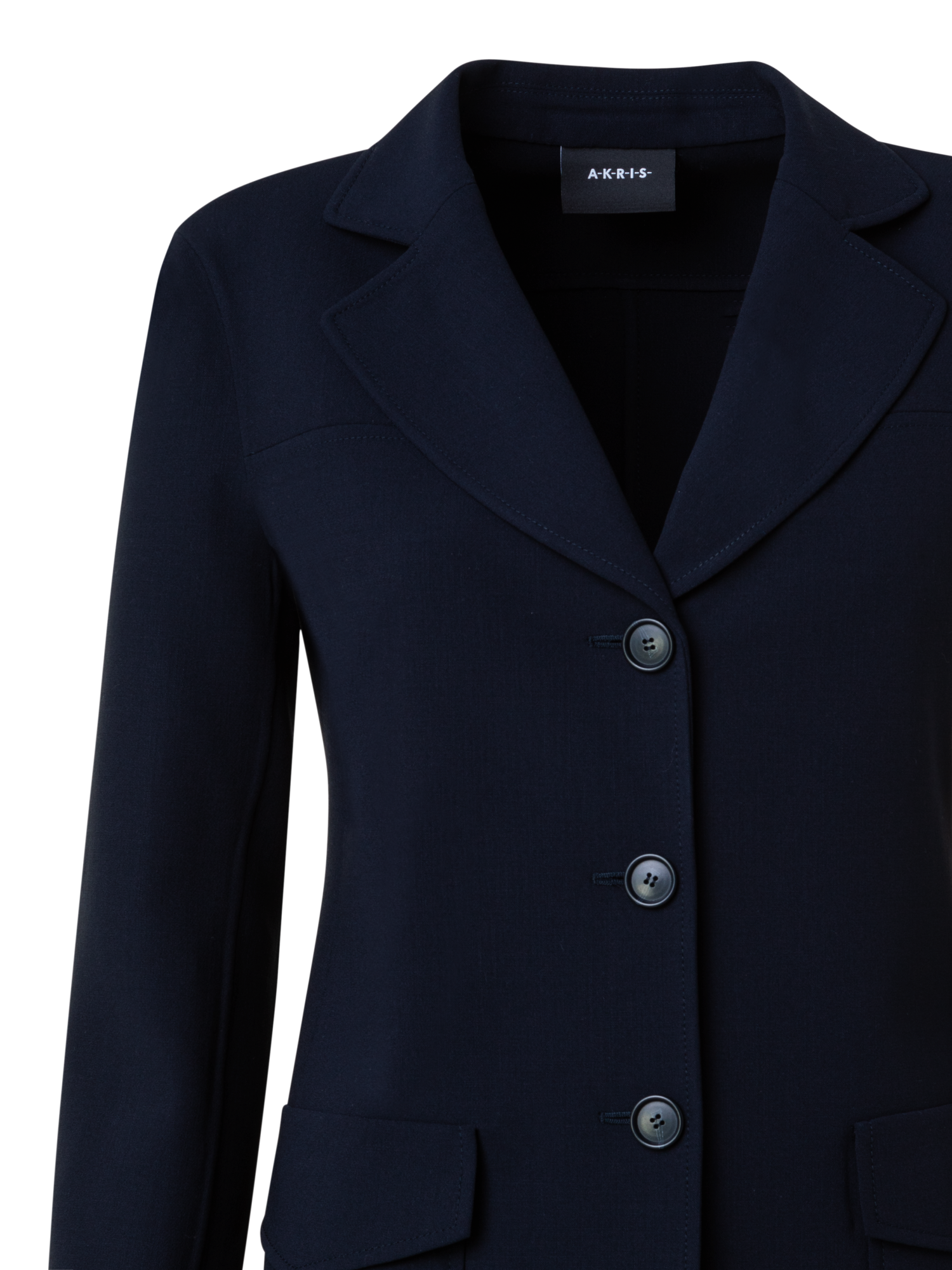 Designer Longblazer auf Woll-Stretch-Doubleface - Dunkelblau - Blau