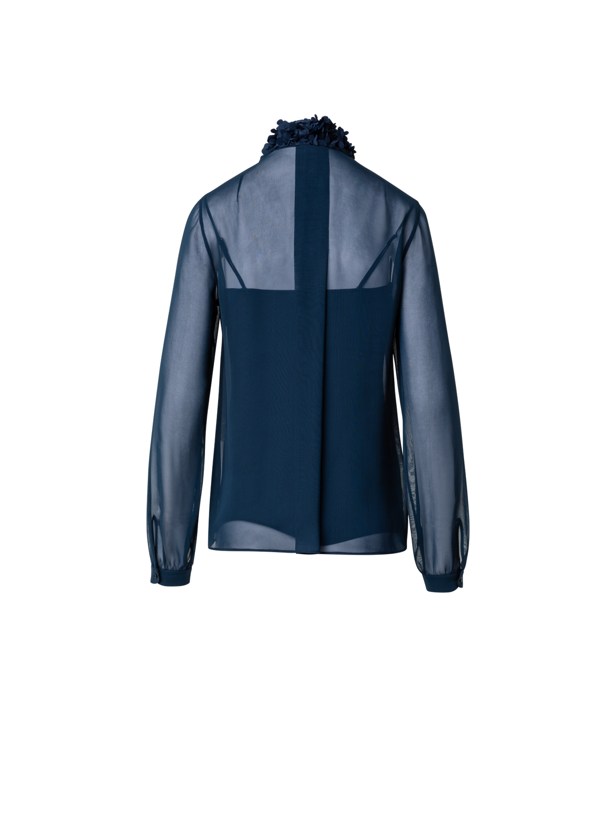 Designer Transparente Bluse mit 3D-Lasercut-Flocken - Dunkelblau - Blau