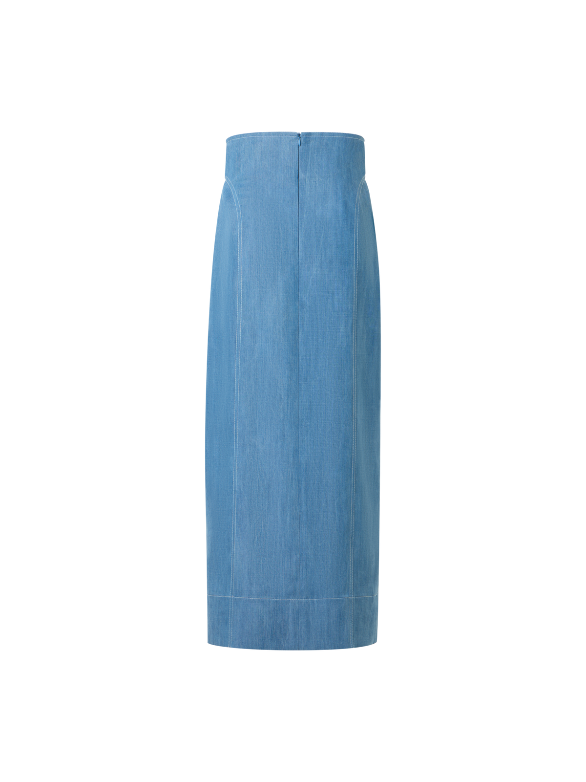 Designer Midi-Bleistiftrock aus Viskose-Denim mit Wickeldetail - Blau