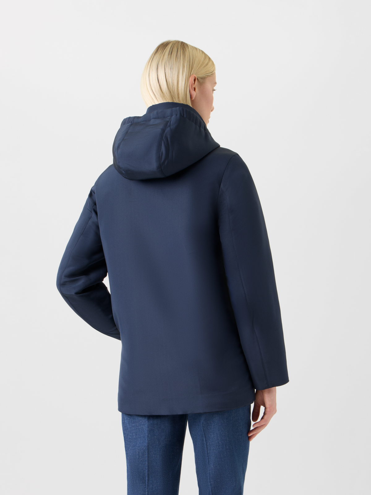 Designer Wende Kaschmirjersey Jacke mit abnehmbar Kapuze - Dunkelblau - Blau #editorial