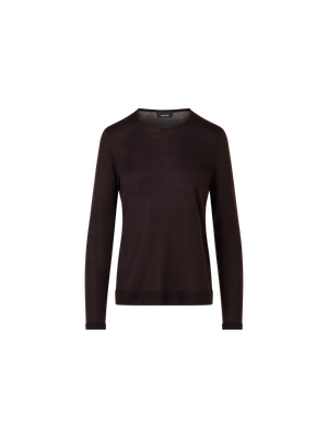 Designer Nahtloser Rundhals-Pullover aus Kaschmirseide - Braun