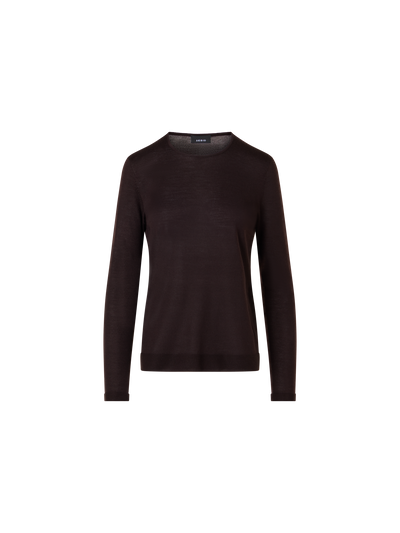 Designer Nahtloser Rundhals-Pullover aus Kaschmirseide - Braun