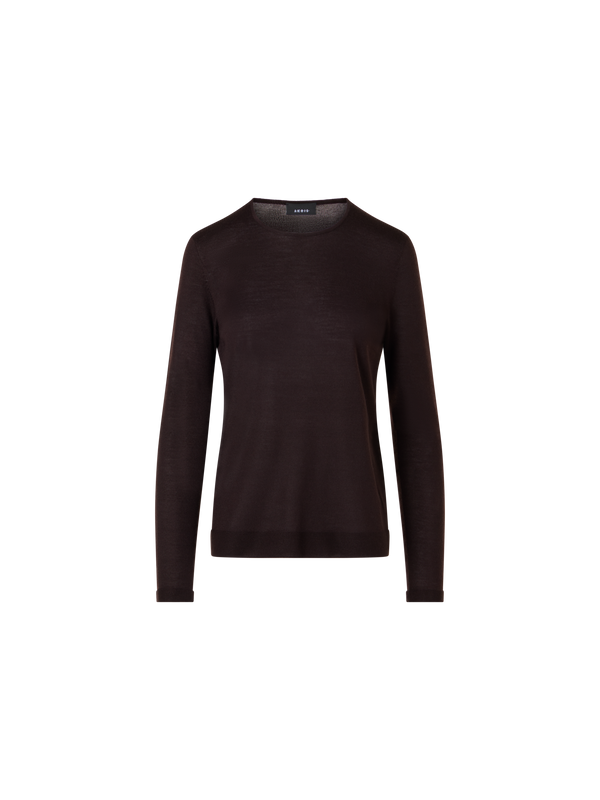 Designer Nahtloser Rundhals-Pullover aus Kaschmirseide - Braun
