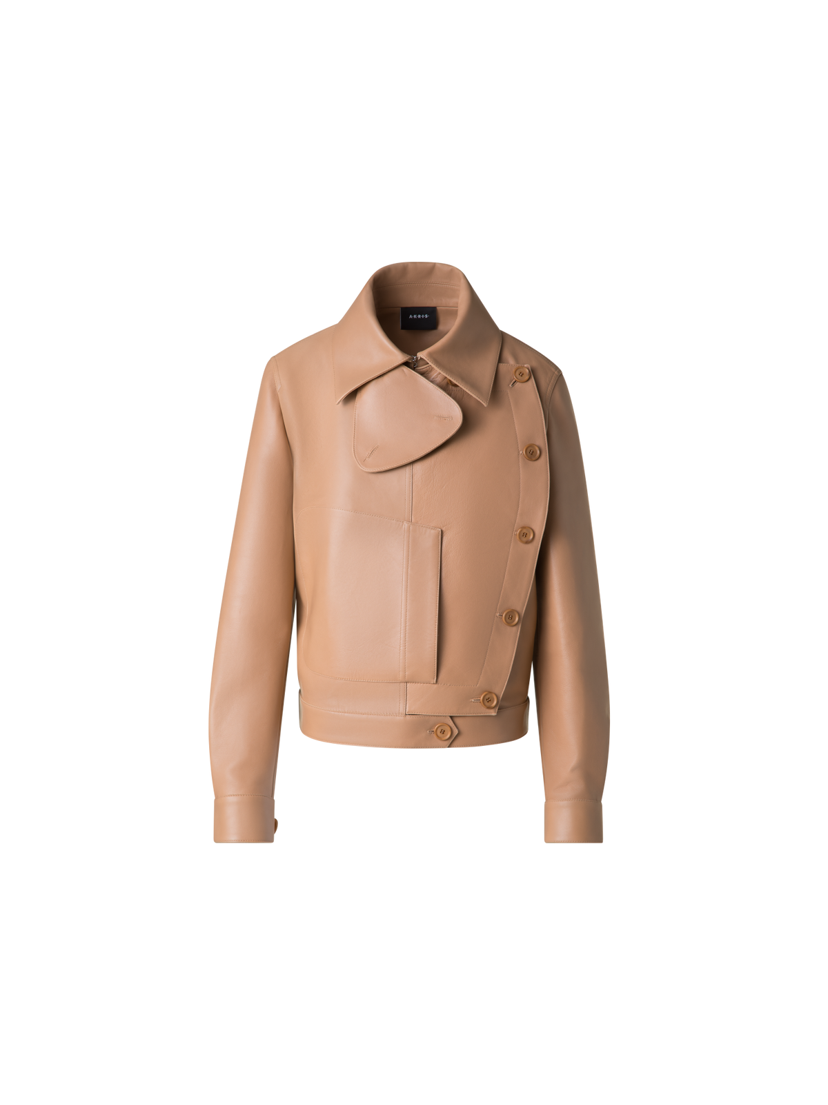 Designer Asymmetrische Trench-Lederjacke - Beige