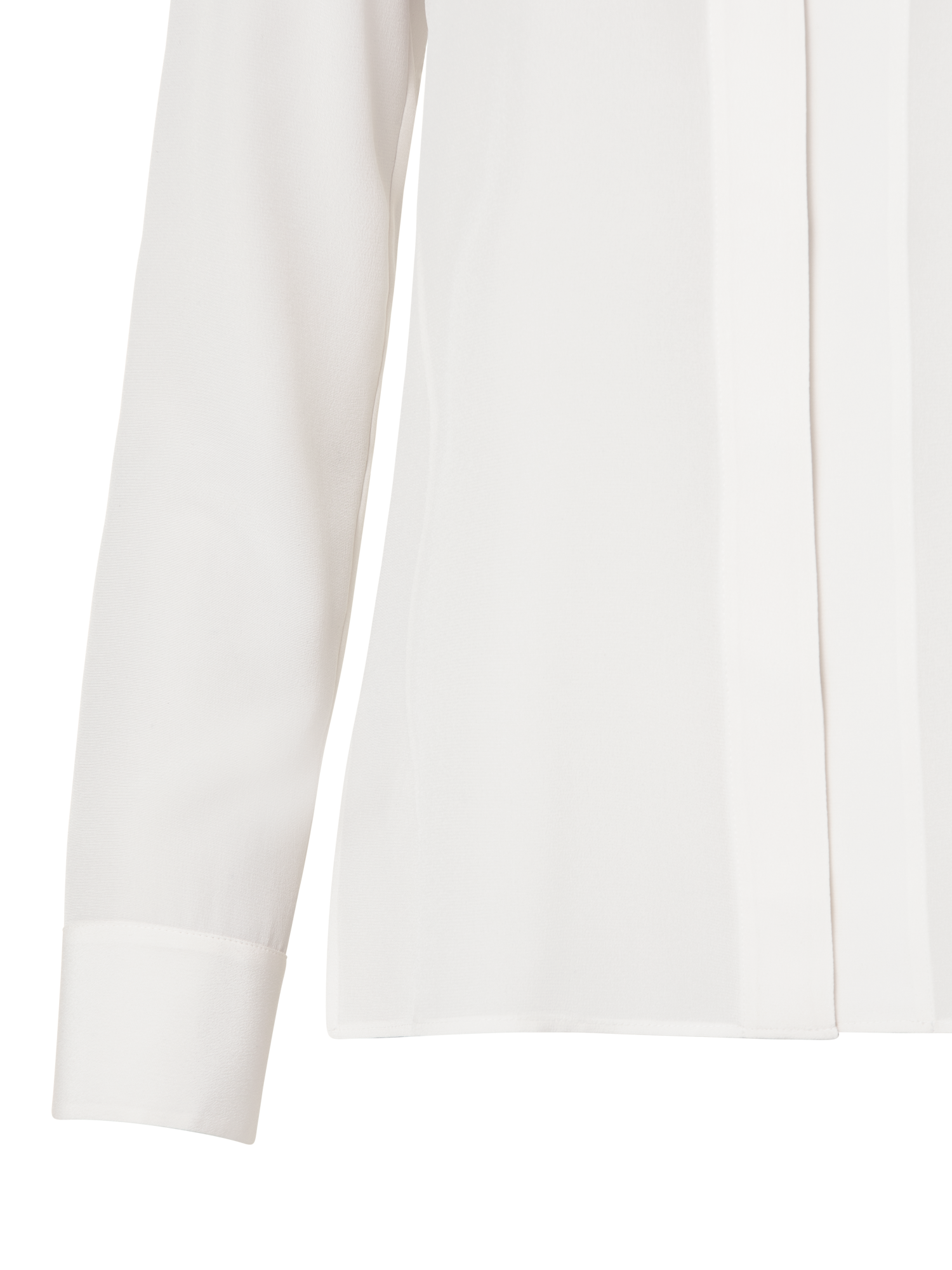 Designer Seidenbluse mit Stehkragen - Weiss