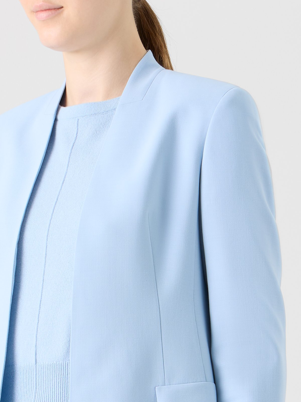 Designer Alvar Jacke im Cardigan-Stil aus Woll-Doubleface - Blau #editorial