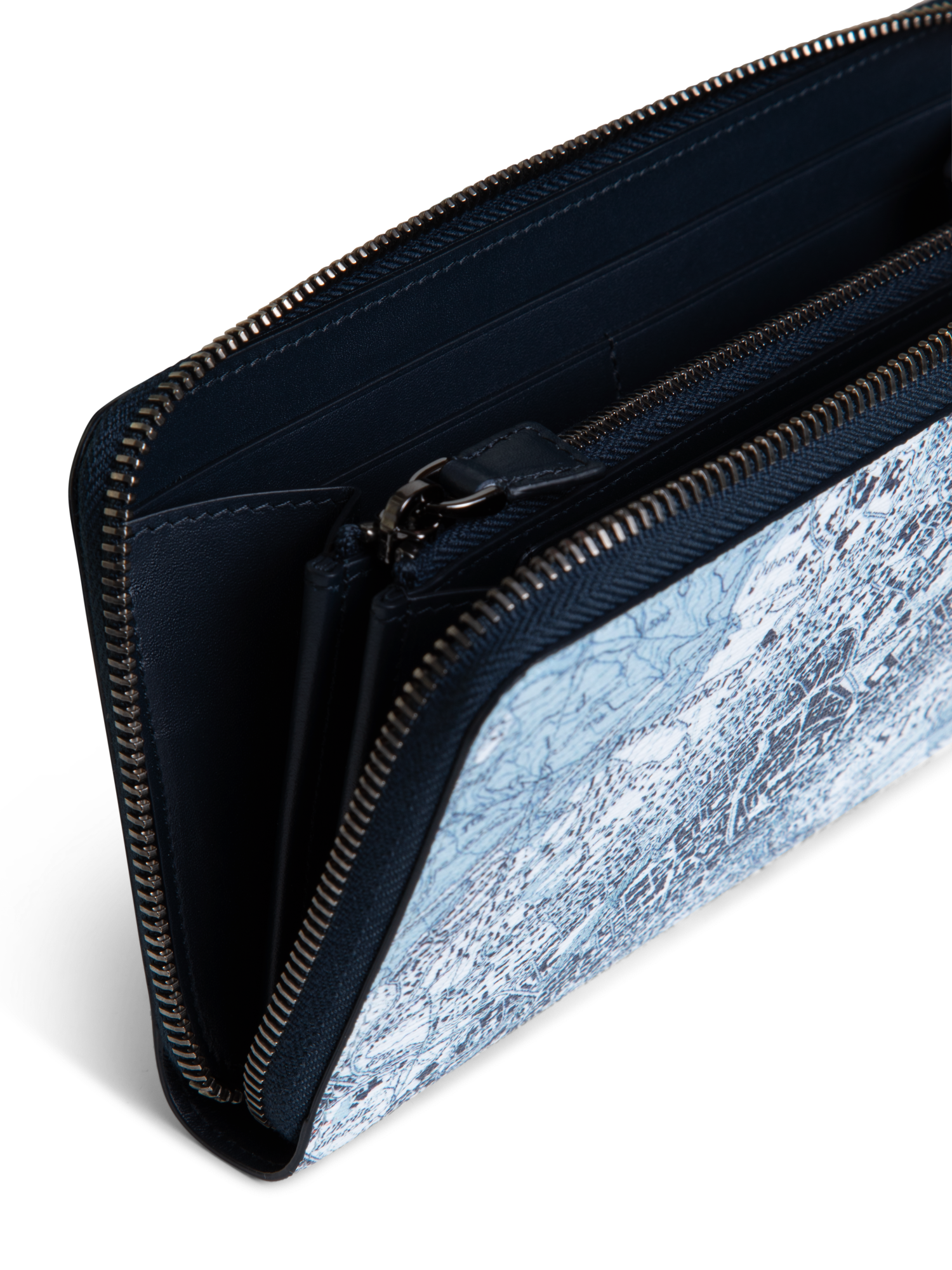 Designer Long Zip Wallet mit St. Gallen Map Druck - Blau - Bunt