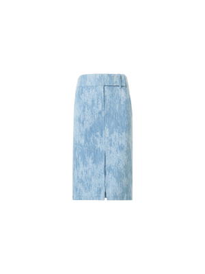 Designer Bleistiftrock aus Jacquard-Denim - Blau