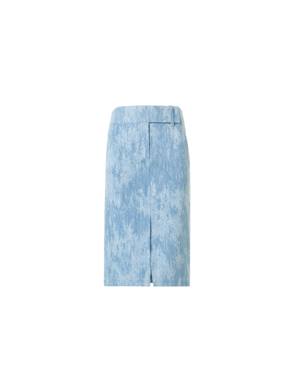 Designer Bleistiftrock aus Jacquard-Denim - Blau