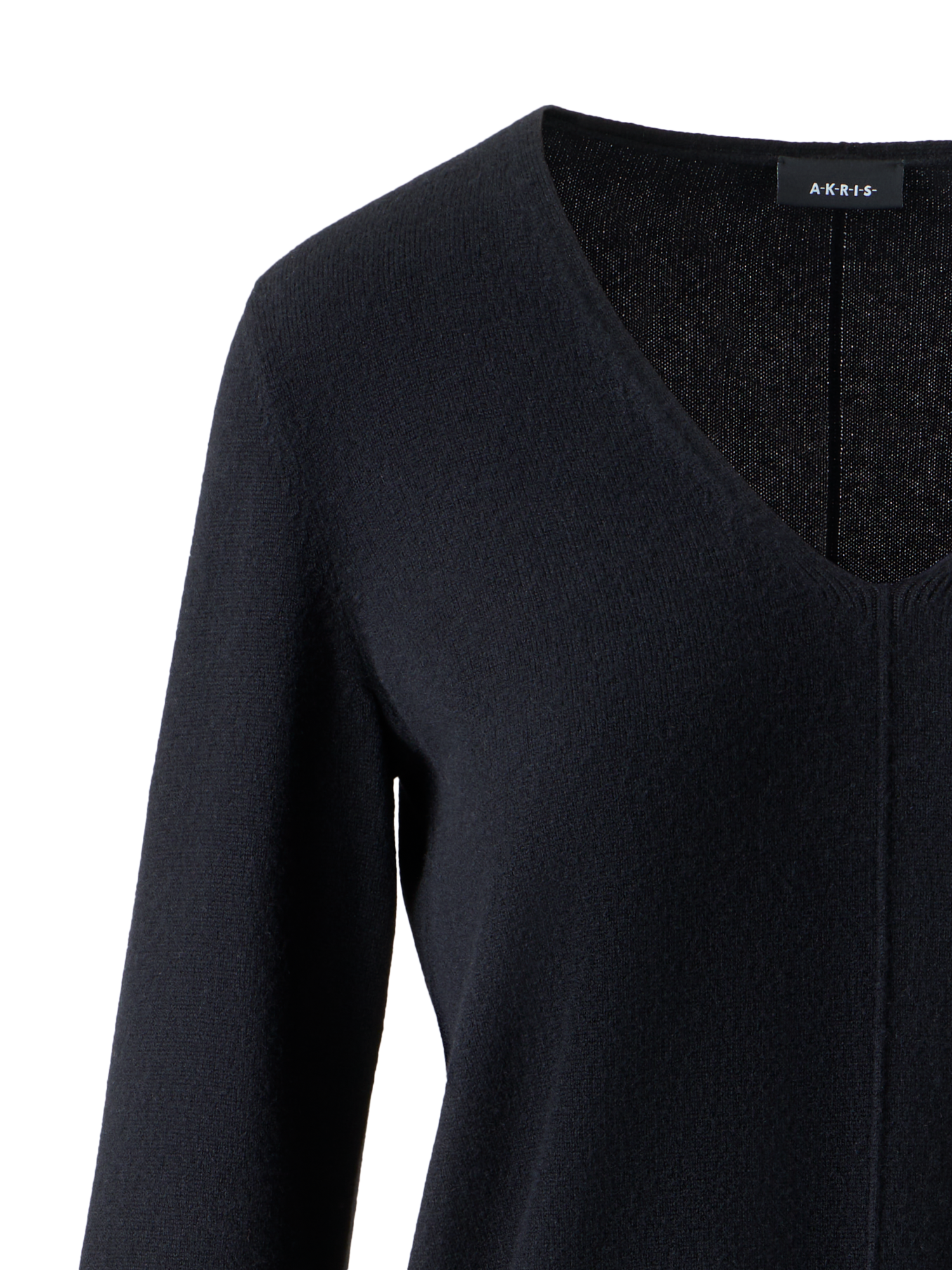 Designer Cashmere-Pullover mit V-Ausschnitt - Schwarz - Dunkelblau - Blau - Beige