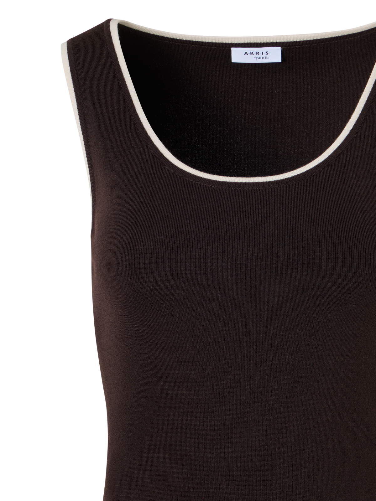 Designer Tailliertes Stricktop mit Kontrastpaspel - Braun