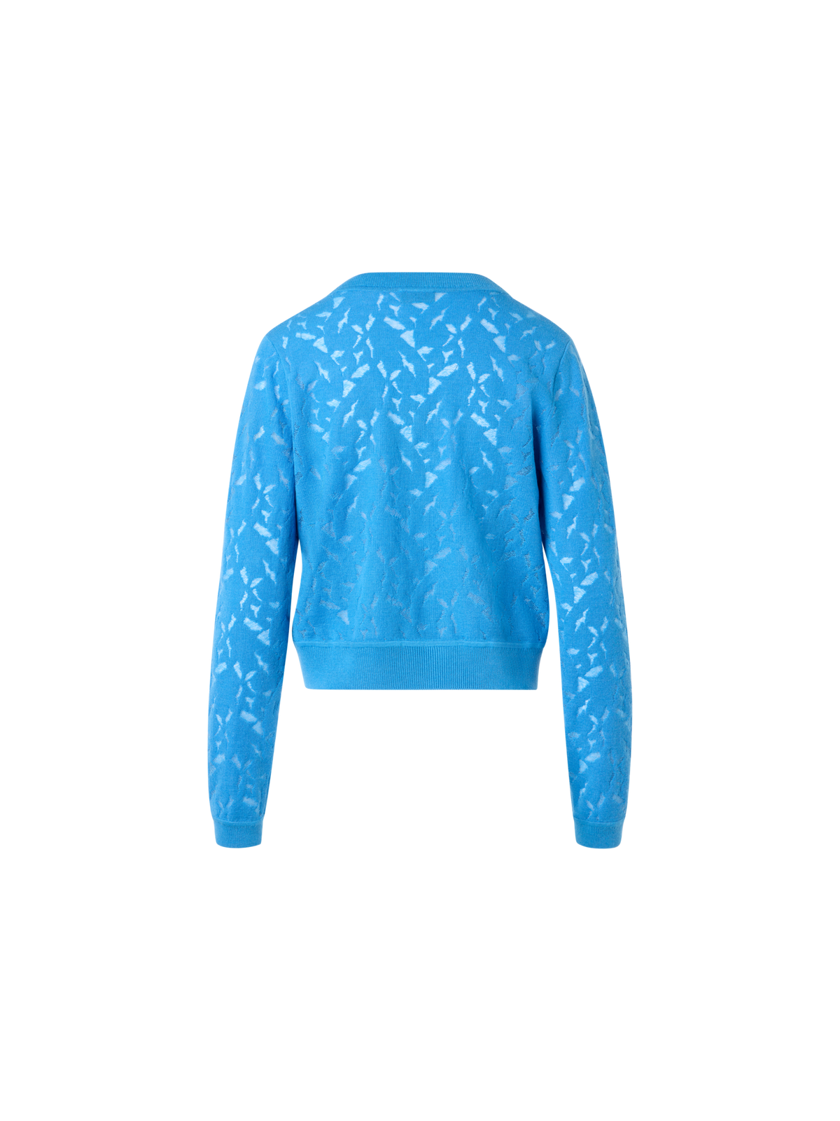 Designer Woll-Seiden-Cardigan mit Whitecaps-Intarsienmuster - Blau