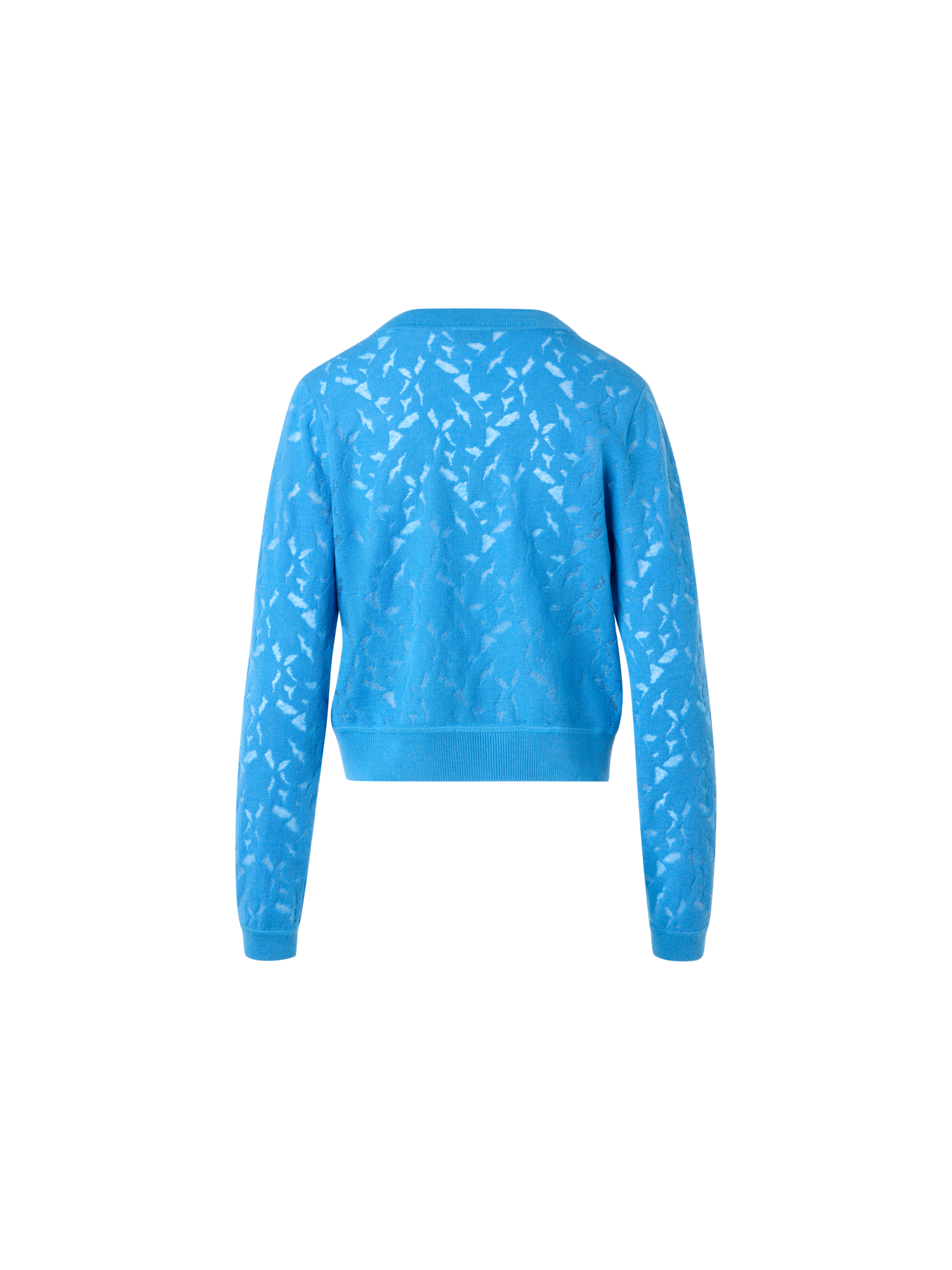 Designer Woll-Seiden-Cardigan mit Whitecaps-Intarsienmuster - Blau