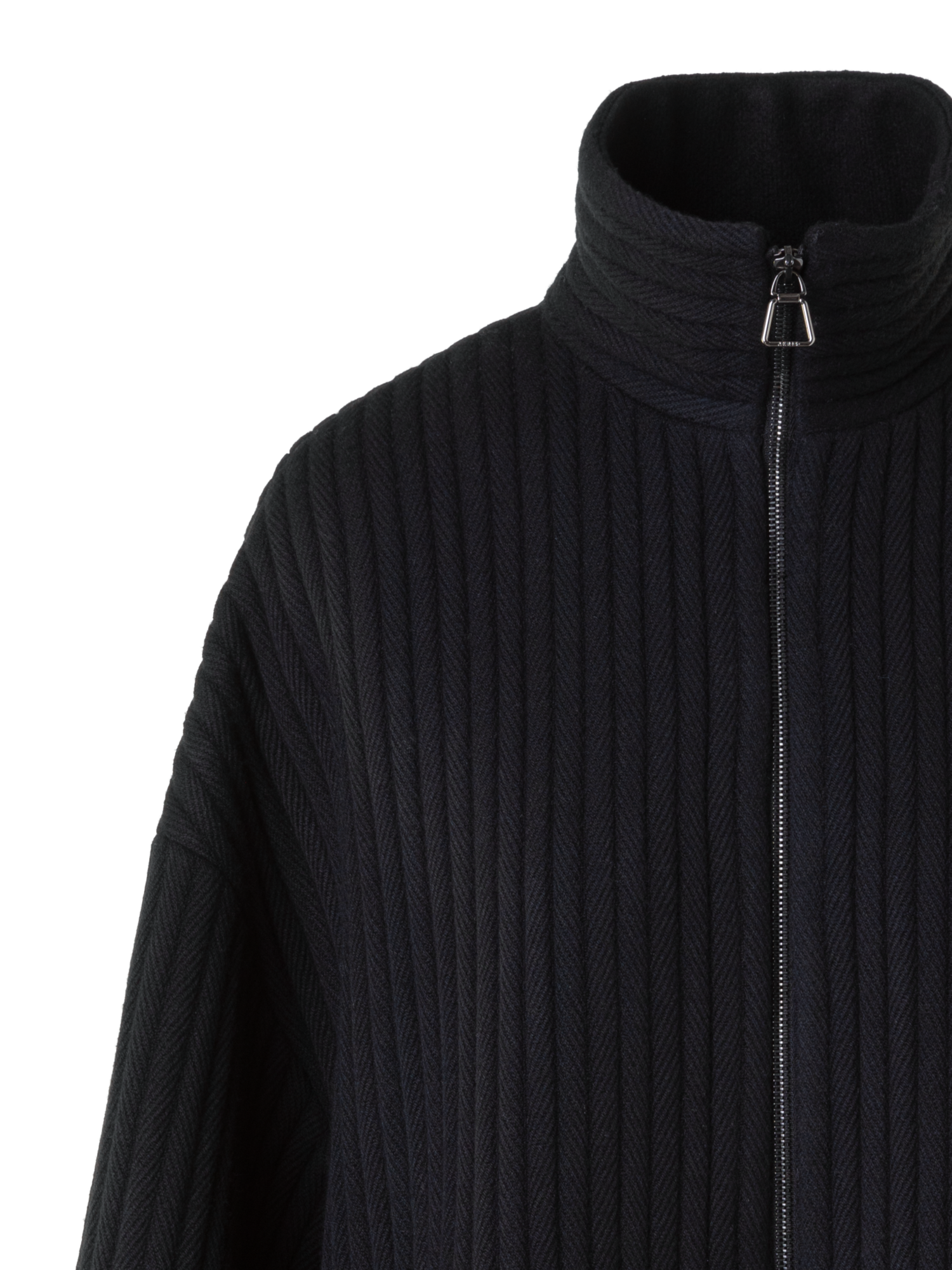 Designer Boxy Strukturkord  Wolle Kaschmir Jacke - Schwarz