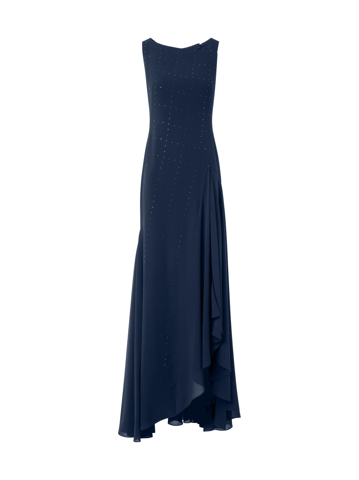 Designer Langes Kleid mit Swarovski Applikationen  - Dunkelblau - Blau